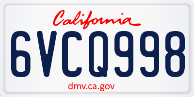 CA license plate 6VCQ998