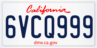 CA license plate 6VCQ999