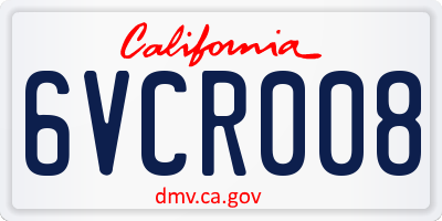 CA license plate 6VCR008
