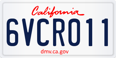 CA license plate 6VCR011