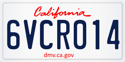 CA license plate 6VCR014
