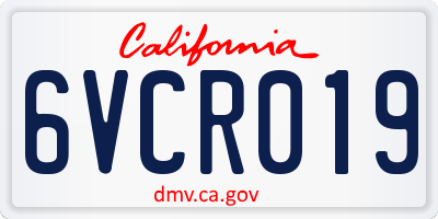 CA license plate 6VCR019