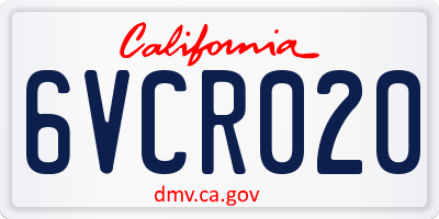 CA license plate 6VCR020