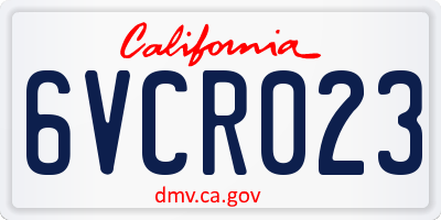 CA license plate 6VCR023