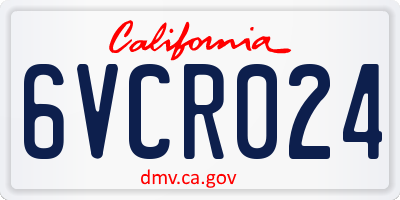 CA license plate 6VCR024