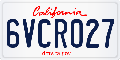 CA license plate 6VCR027