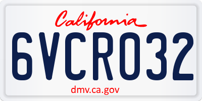 CA license plate 6VCR032