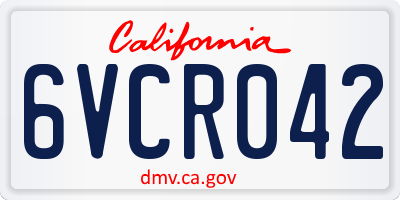 CA license plate 6VCR042