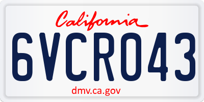 CA license plate 6VCR043