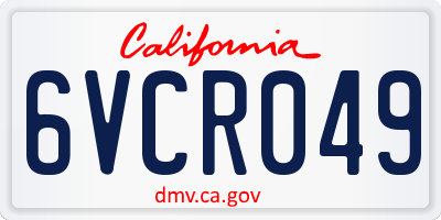 CA license plate 6VCR049