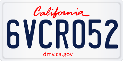 CA license plate 6VCR052