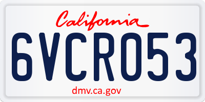 CA license plate 6VCR053