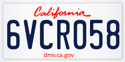 CA license plate 6VCR058