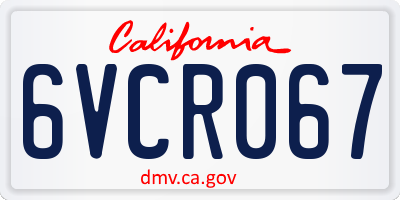 CA license plate 6VCR067