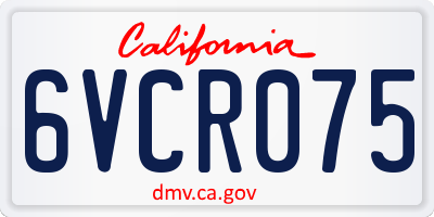 CA license plate 6VCR075