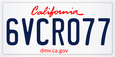 CA license plate 6VCR077