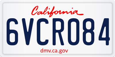 CA license plate 6VCR084