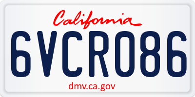CA license plate 6VCR086