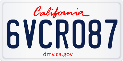 CA license plate 6VCR087