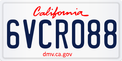 CA license plate 6VCR088