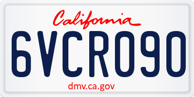 CA license plate 6VCR090