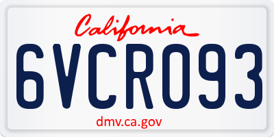 CA license plate 6VCR093