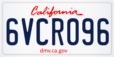 CA license plate 6VCR096