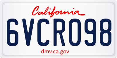 CA license plate 6VCR098
