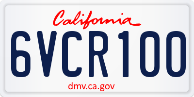 CA license plate 6VCR100