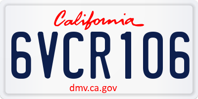 CA license plate 6VCR106