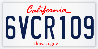 CA license plate 6VCR109