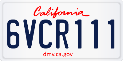 CA license plate 6VCR111