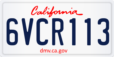 CA license plate 6VCR113