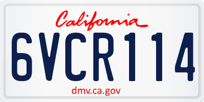 CA license plate 6VCR114