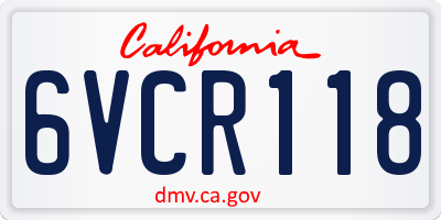 CA license plate 6VCR118
