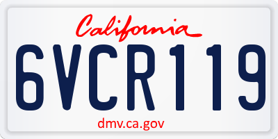 CA license plate 6VCR119