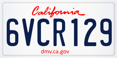 CA license plate 6VCR129