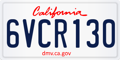 CA license plate 6VCR130