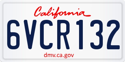 CA license plate 6VCR132