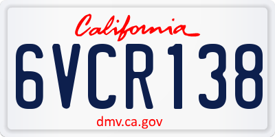 CA license plate 6VCR138