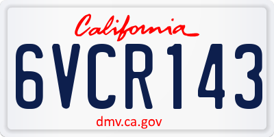 CA license plate 6VCR143