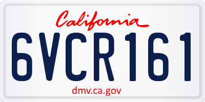 CA license plate 6VCR161