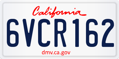 CA license plate 6VCR162