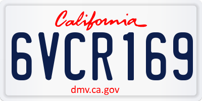 CA license plate 6VCR169