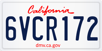 CA license plate 6VCR172