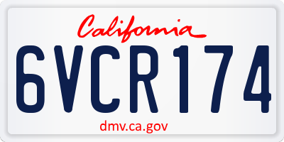 CA license plate 6VCR174