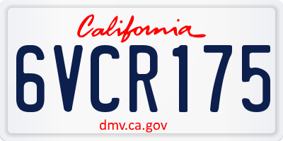 CA license plate 6VCR175