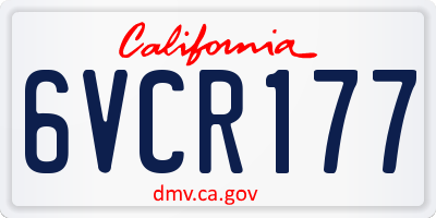 CA license plate 6VCR177