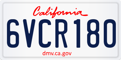 CA license plate 6VCR180