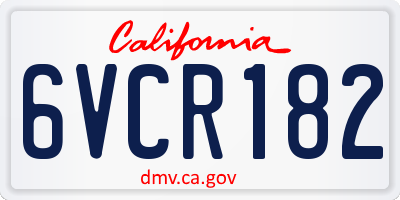 CA license plate 6VCR182